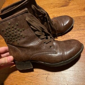 BareTraps Brown Studded Combat Boots